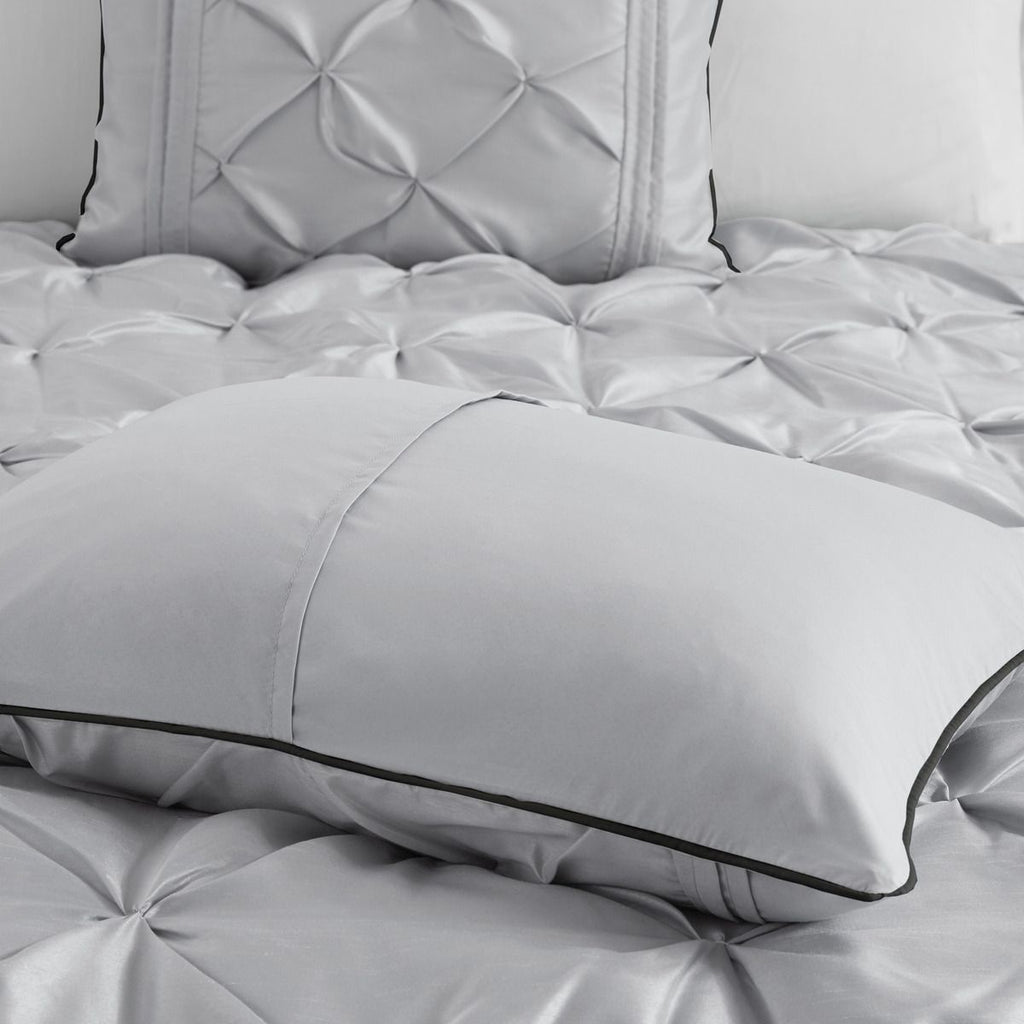 Gray Tufted Seven-Piece Queen Comforter Set
