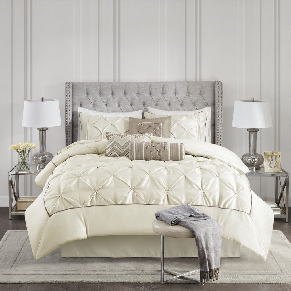 Ivory Tufted King Comforter Ensemble