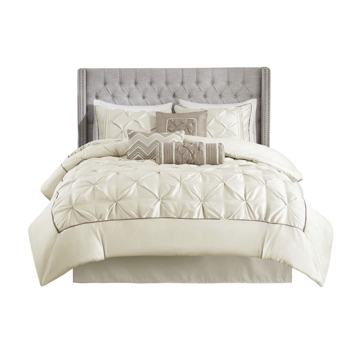 Ivory Tufted King Comforter Ensemble