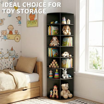 Seven-Tier Rotating Shoe Rack in Black
