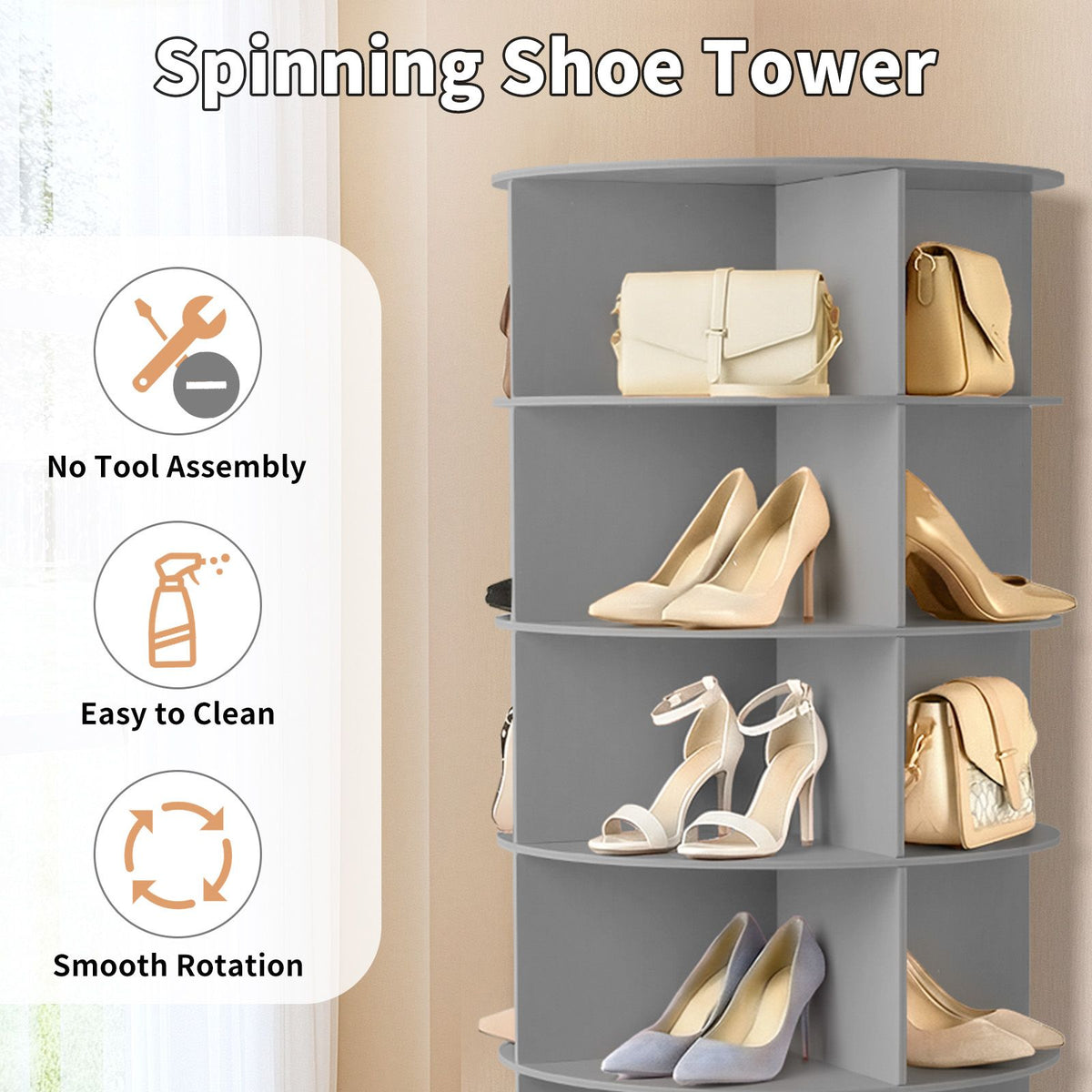 7-Tier 360° Rotating Shoe Rack – Modern Storage Solution