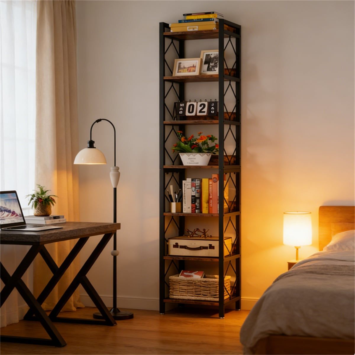 Space-Saving 7-Tier Corner Shelf with Diamond Pattern
