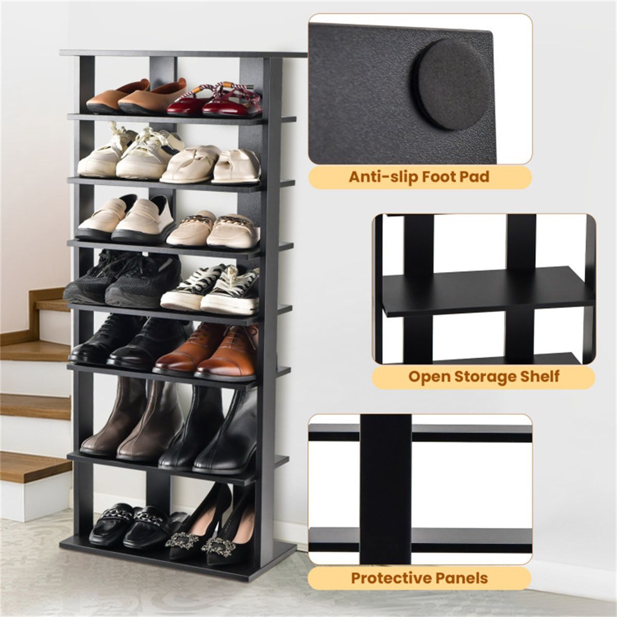 7-Tier Double-Row Shoe Rack with Adjustable Shelves for Entryway