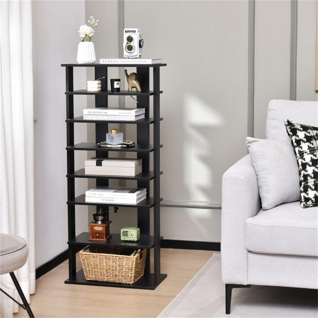 7-Tier Double-Row Shoe Rack with Adjustable Shelves for Entryway