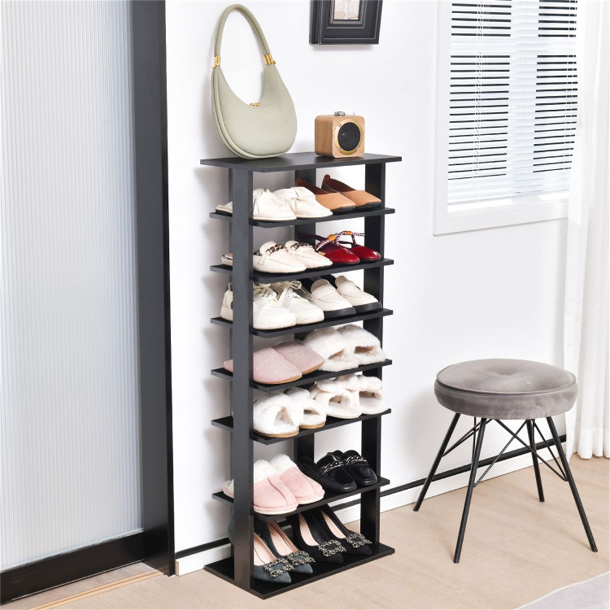 7-Tier Double-Row Shoe Rack with Adjustable Shelves for Entryway
