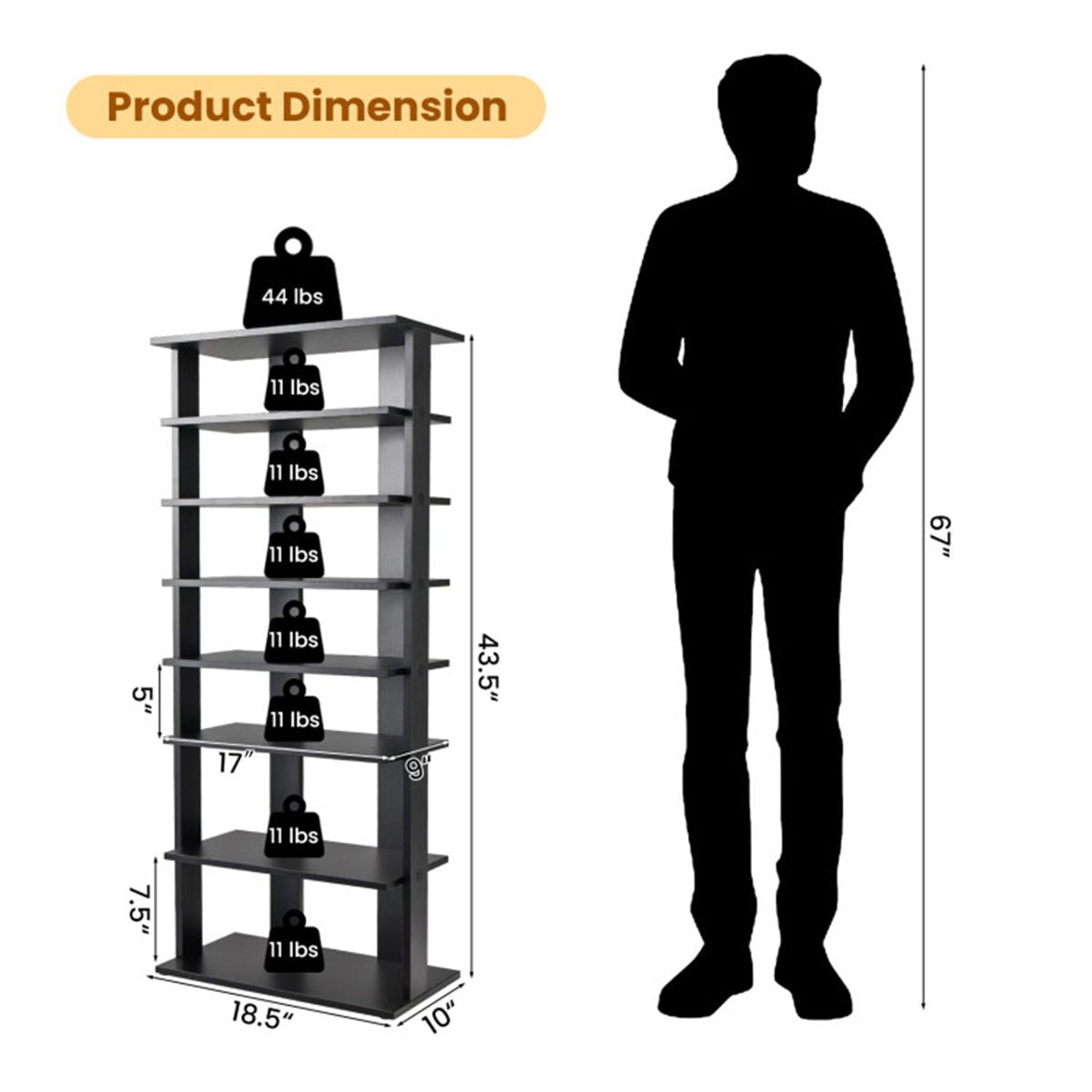7-Tier Double-Row Shoe Rack with Adjustable Shelves for Entryway