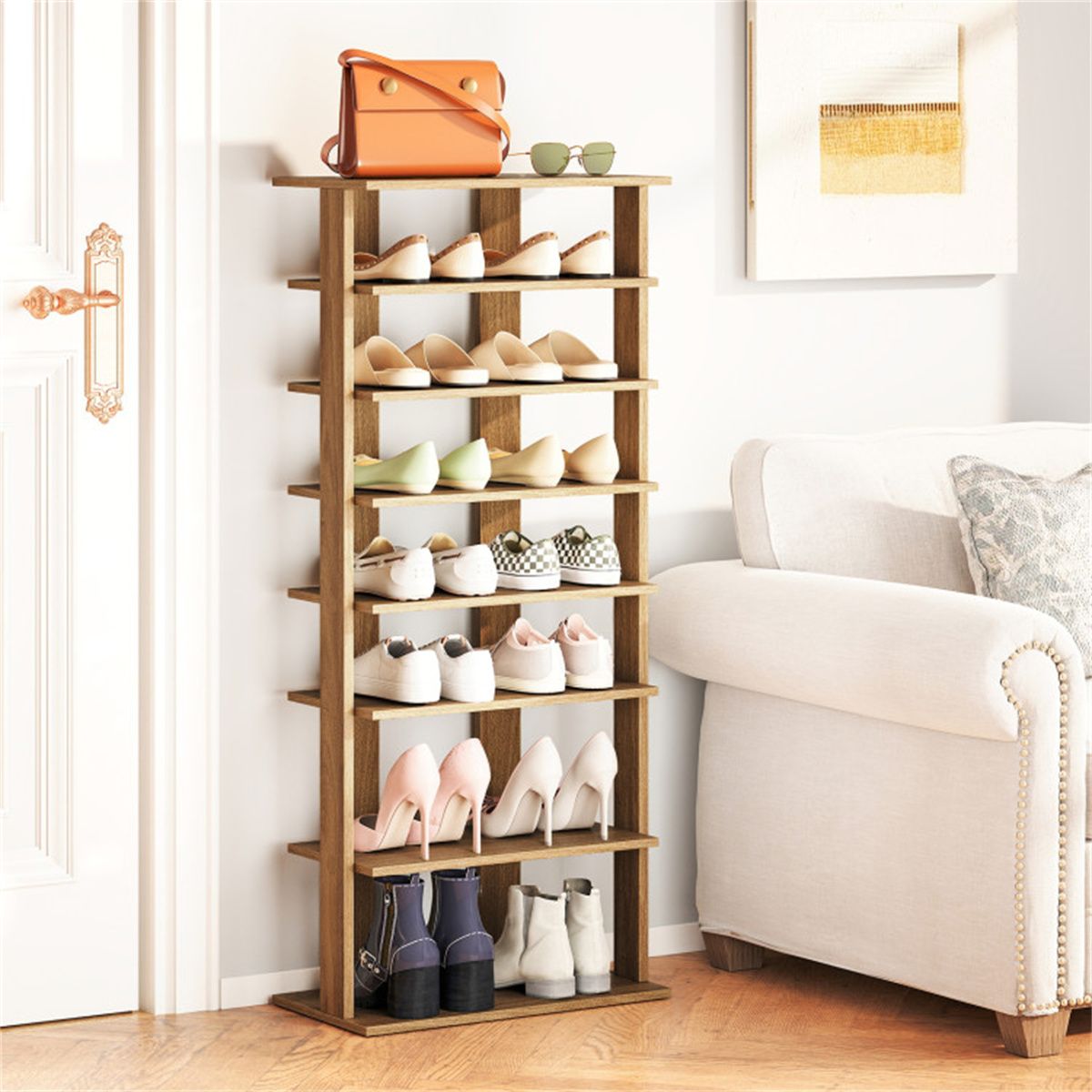 7-Tier Double-Row Shoe Rack with Adjustable Shelves - Keep Your Entryway Organized