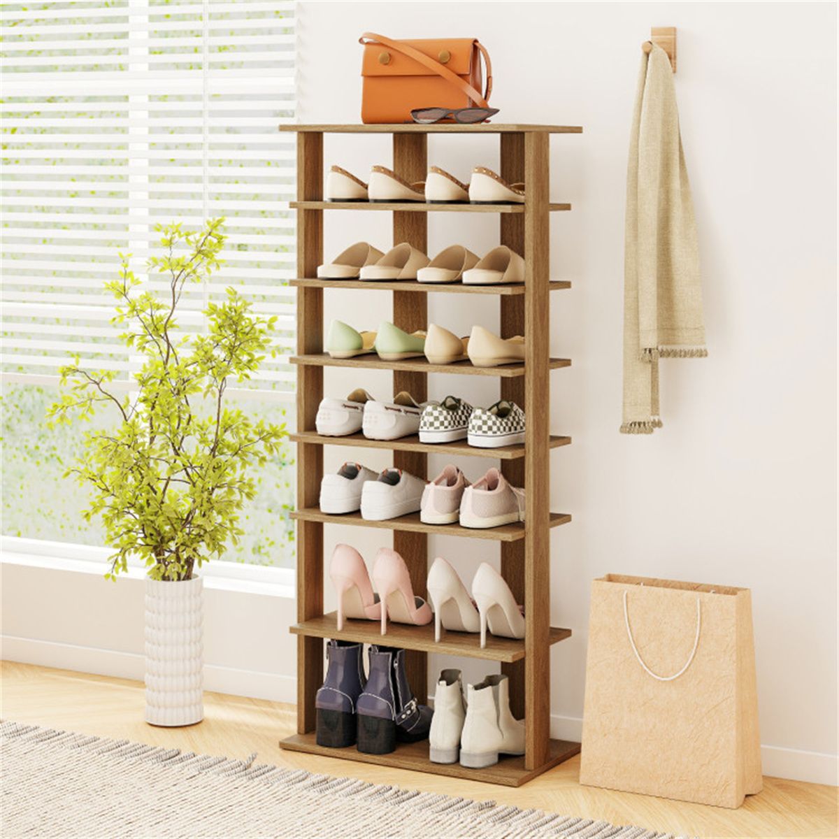 7-Tier Double-Row Shoe Rack with Adjustable Shelves - Keep Your Entryway Organized