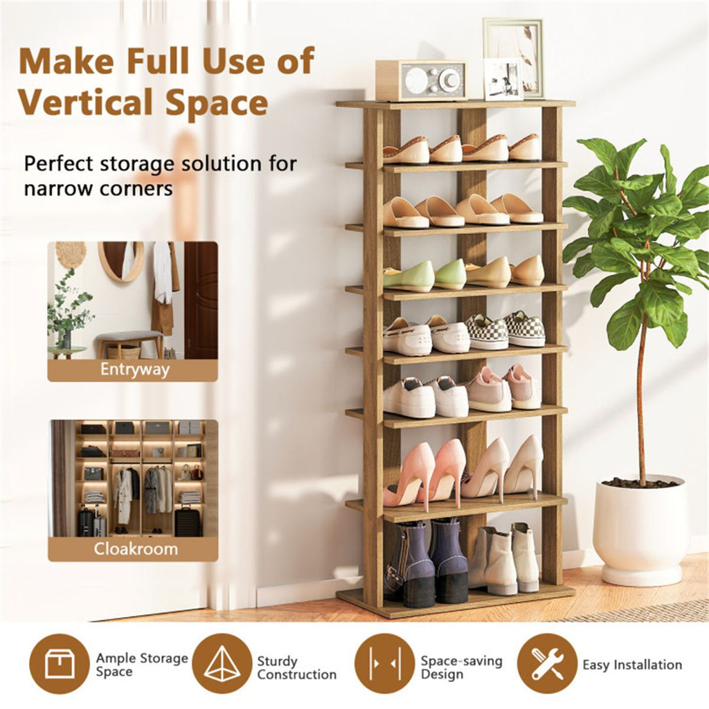 7-Tier Double-Row Shoe Rack with Adjustable Shelves - Keep Your Entryway Organized