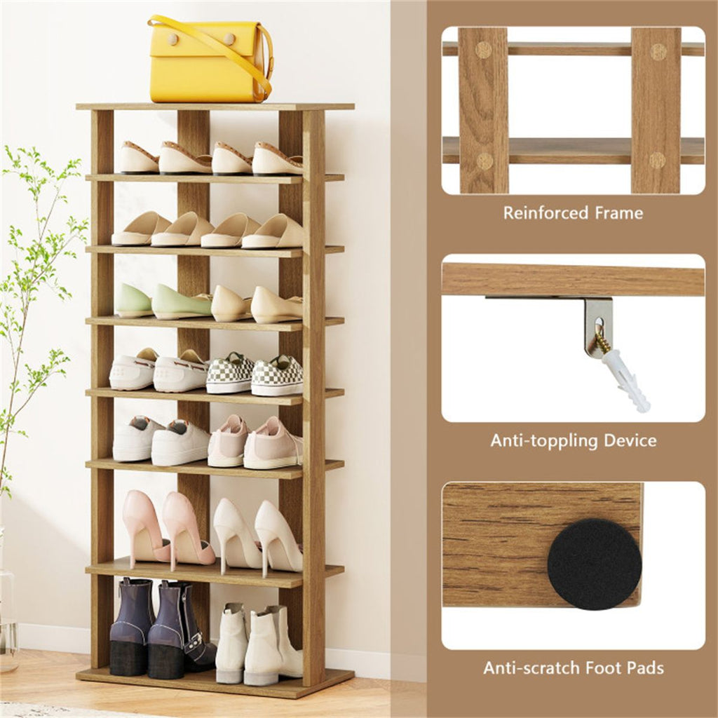 7-Tier Double-Row Shoe Rack with Adjustable Shelves - Keep Your Entryway Organized