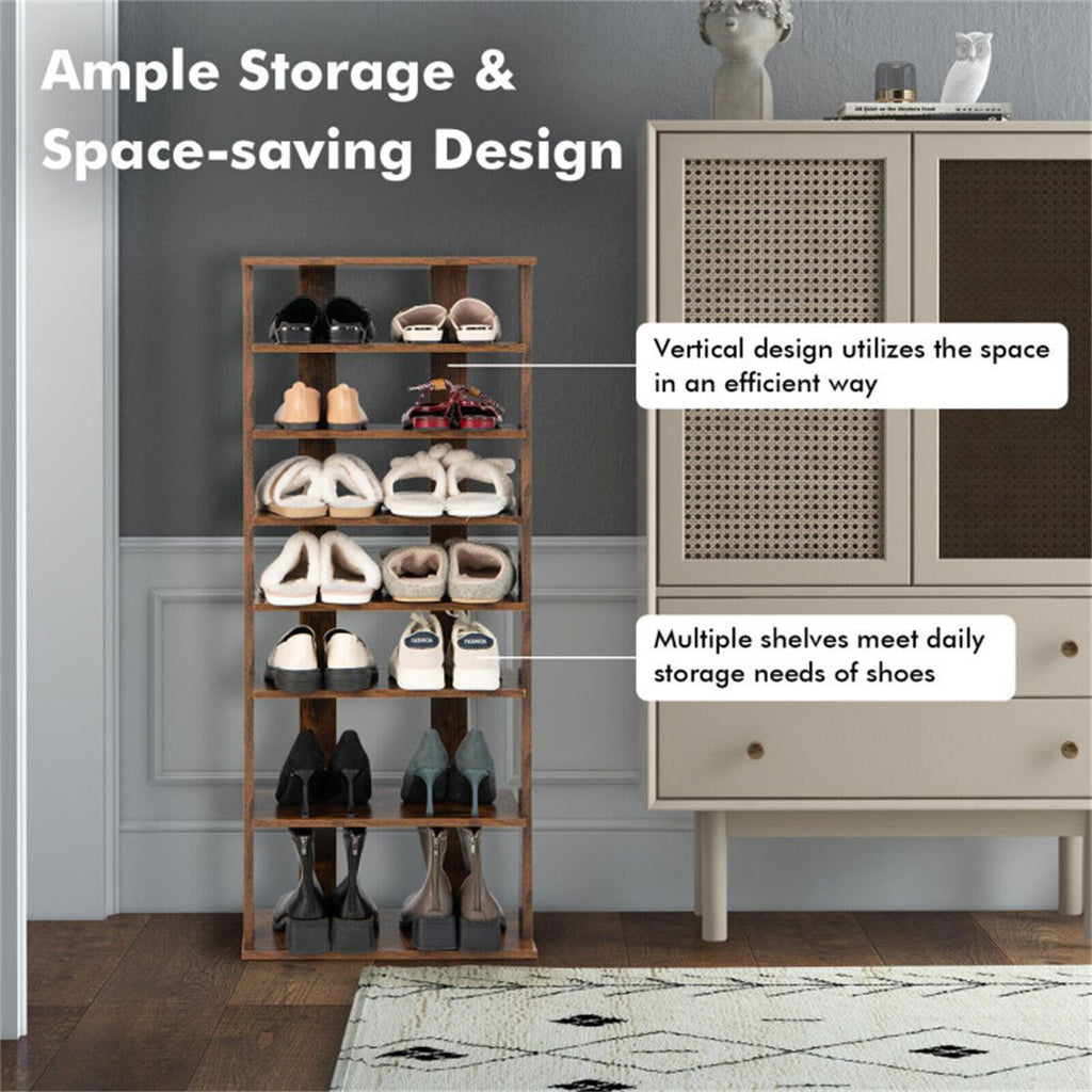 7-Tier Double-Row Shoe Rack with Adjustable Shelves for Entryway Organization