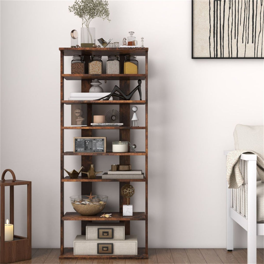 7-Tier Double-Row Shoe Rack with Adjustable Shelves for Entryway Organization