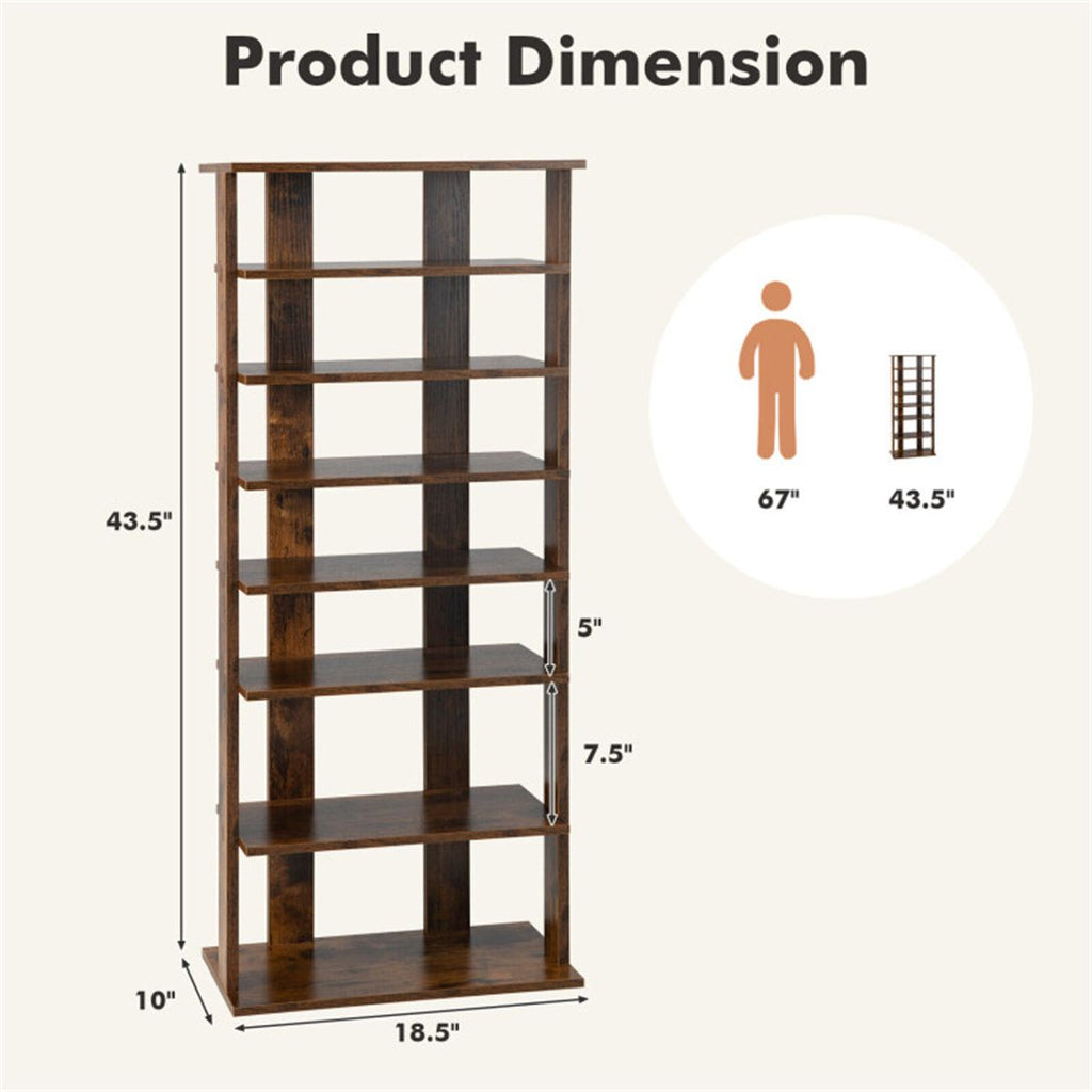 7-Tier Double-Row Shoe Rack with Adjustable Shelves for Entryway Organization