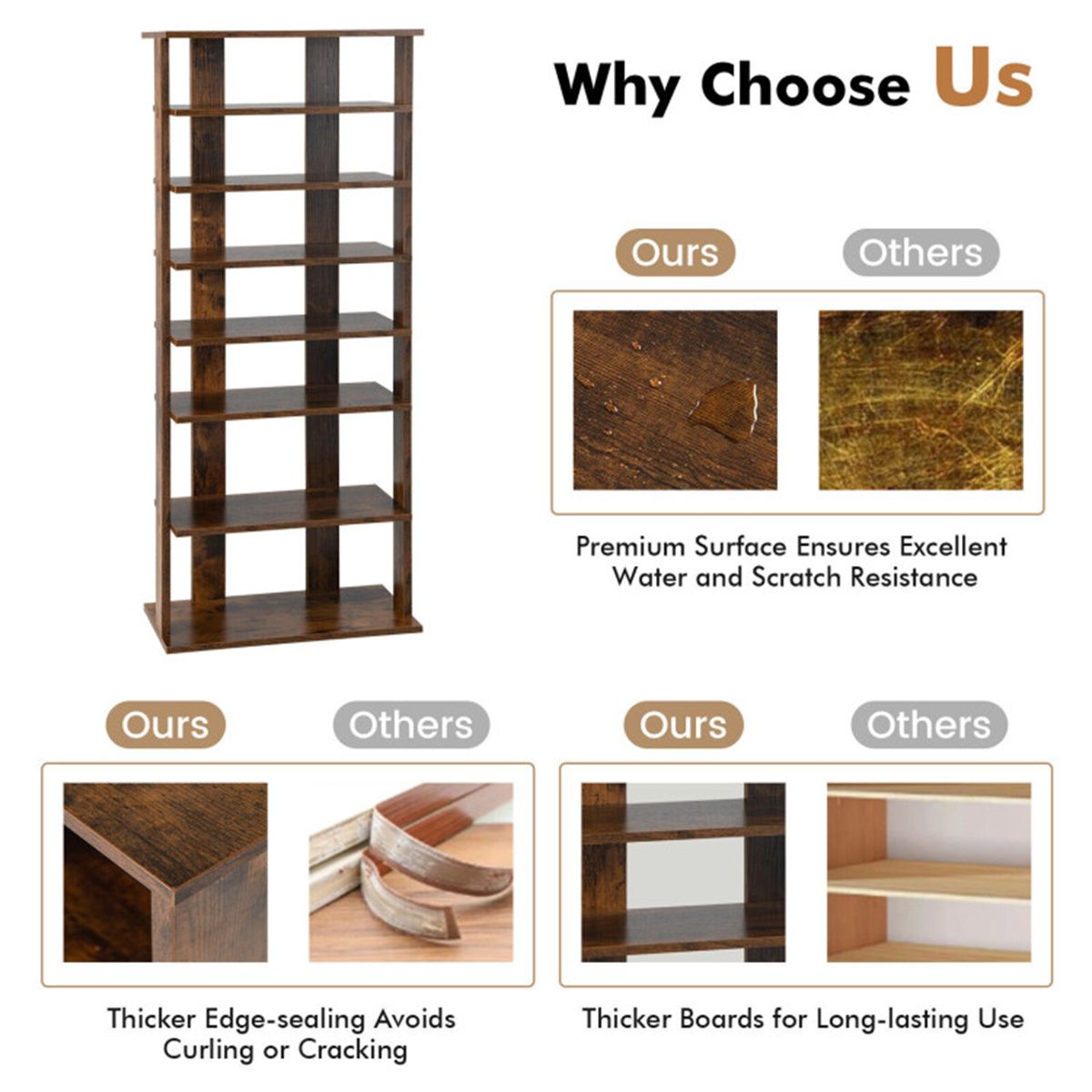 7-Tier Double-Row Shoe Rack with Adjustable Shelves for Entryway Organization
