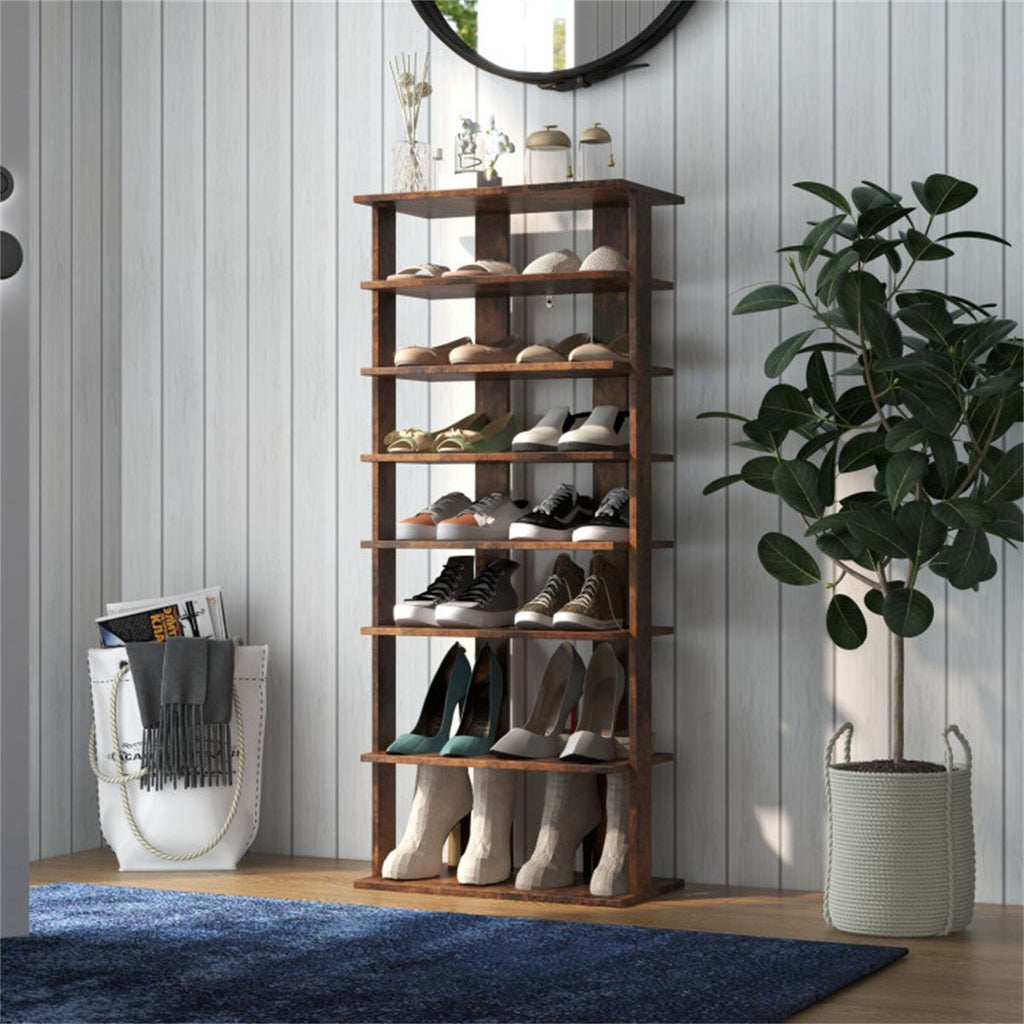 7-Tier Double-Row Shoe Rack with Adjustable Shelves for Entryway Organization