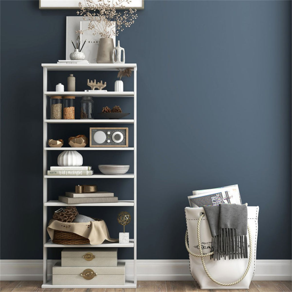 Seven-Tier Double-Row Shoe Rack with Removable Shelves for Narrow Entryways