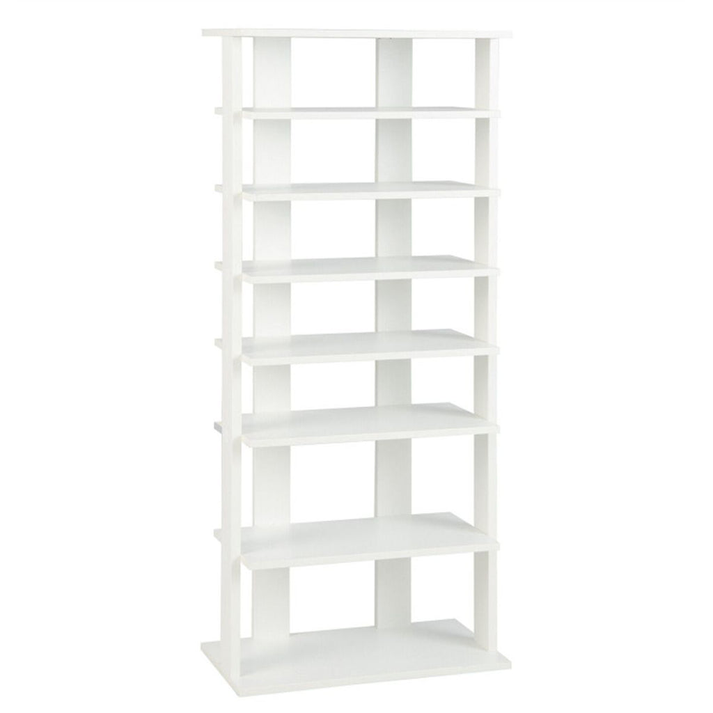 Seven-Tier Double-Row Shoe Rack with Removable Shelves for Narrow Entryways