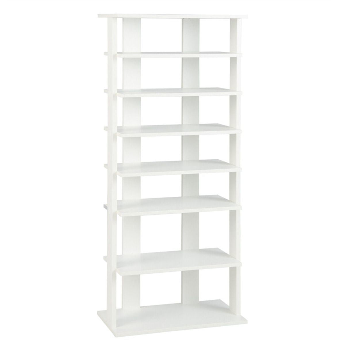 Seven-Tier Double-Row Shoe Rack with Removable Shelves for Narrow Entryways