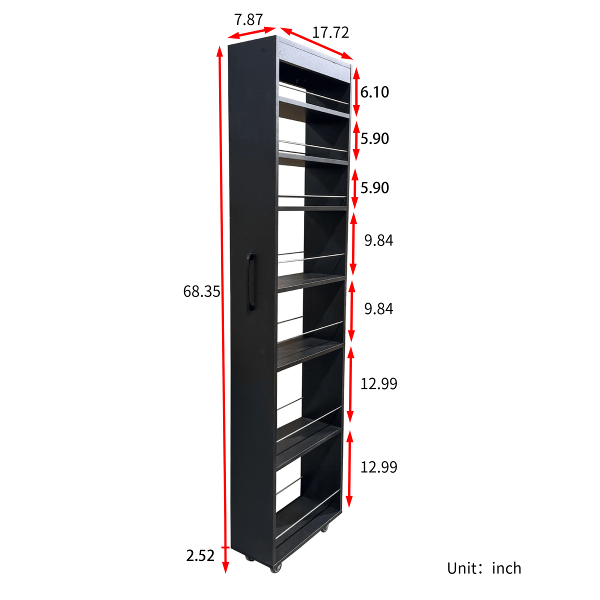 Seven-Tier Rolling Storage Cart for Narrow Kitchen Spaces