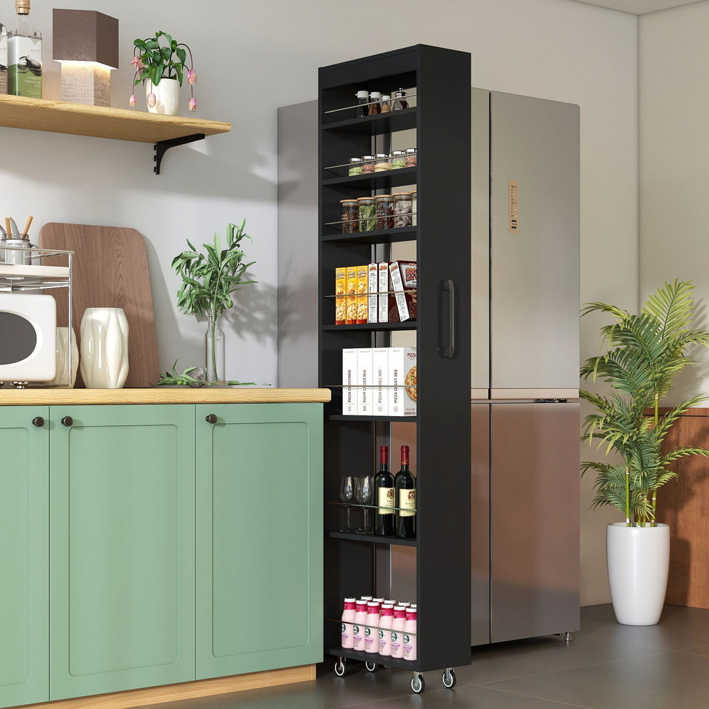 Seven-Tier Rolling Storage Cart for Narrow Kitchen Spaces