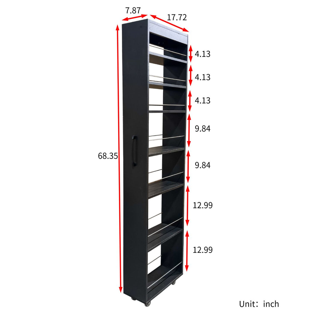 Seven-Tier Rolling Storage Cart for Narrow Kitchen Spaces