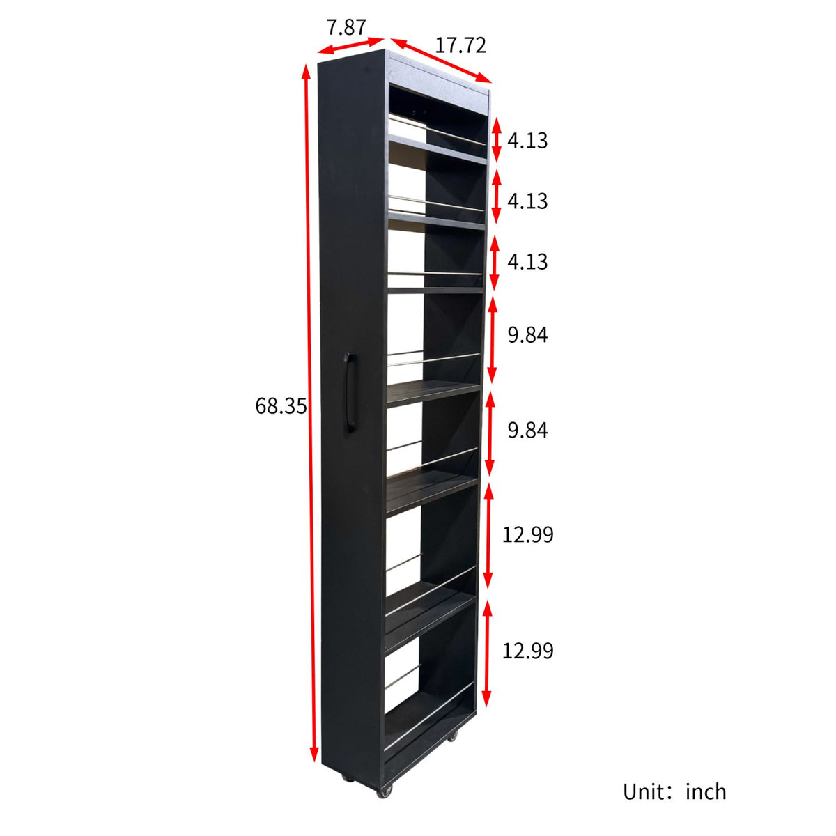 Seven-Tier Rolling Storage Cart for Narrow Kitchen Spaces
