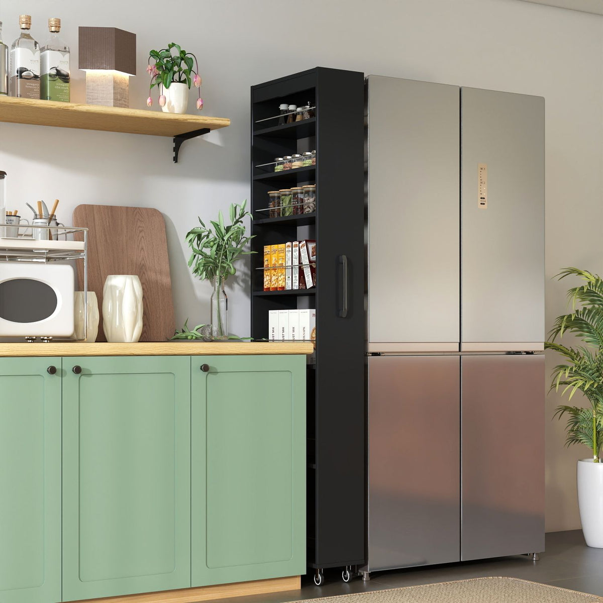 Seven-Tier Rolling Storage Cart for Narrow Kitchen Spaces