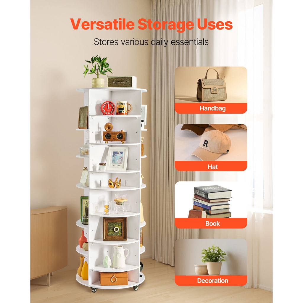 7 Tier Rotating Shoe Rack Tower with Adjustable Shelves, Movable 360° Spinning Carousel Display with