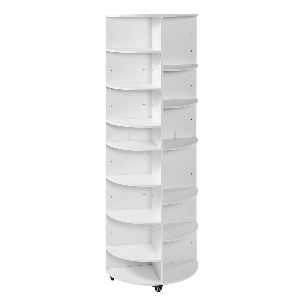 7 Tier Rotating Shoe Rack Tower with Adjustable Shelves, Movable 360° Spinning Carousel Display with