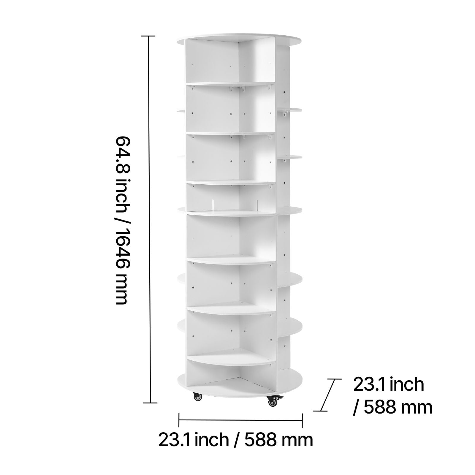 7 Tier Rotating Shoe Rack Tower with Adjustable Shelves, Movable 360° Spinning Carousel Display with