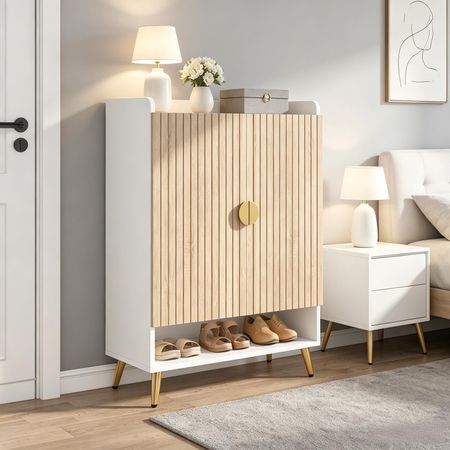 Adjustable Shoe Cabinet with Concealed Storage