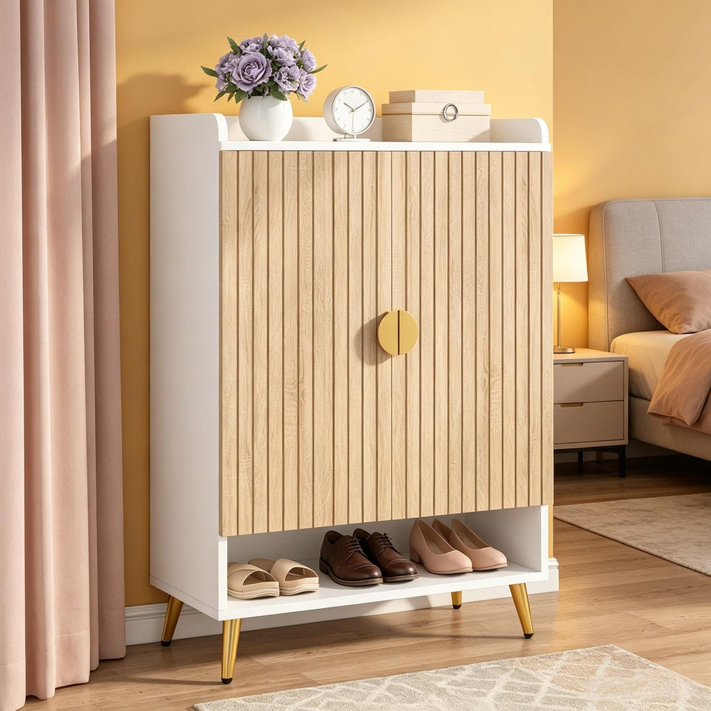 Adjustable Shoe Cabinet with Concealed Storage