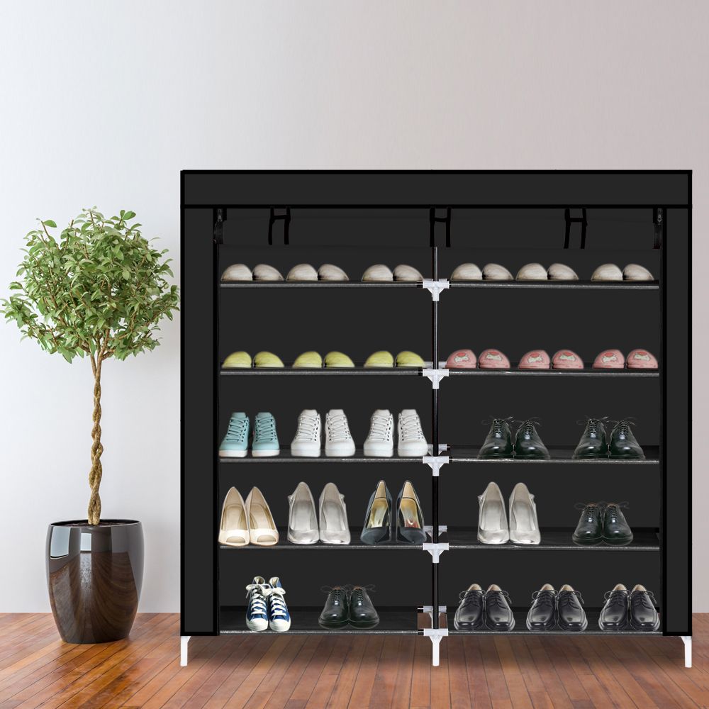 7-Tier Shoe Rack with Zippered Cover for Closet Organization