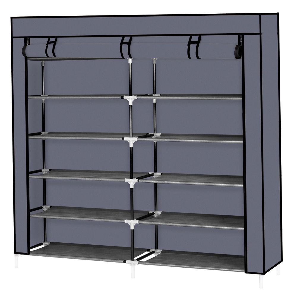 7-Tier Shoe Rack with Zippered Cover for Closet Organization
