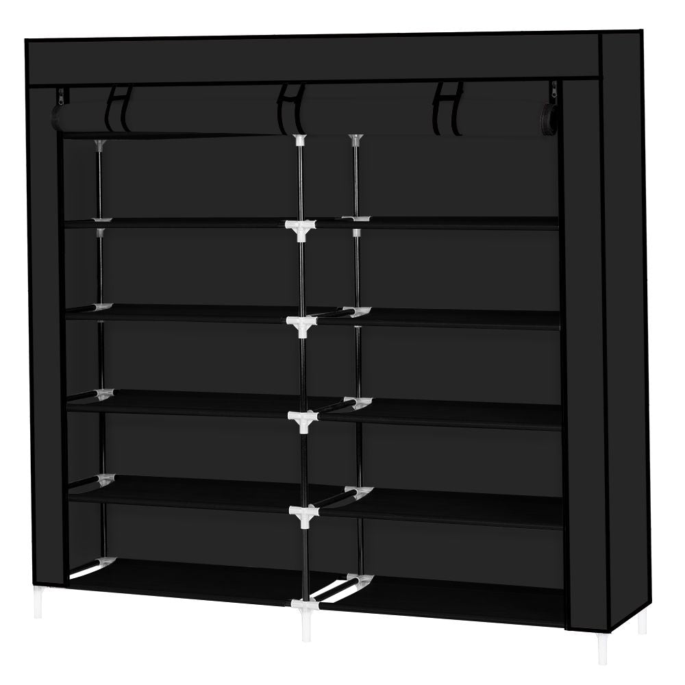 7-Tier Shoe Rack with Zippered Cover for Closet Organization