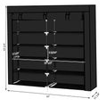 7-Tier Shoe Rack with Zippered Cover for Closet Organization - Black
