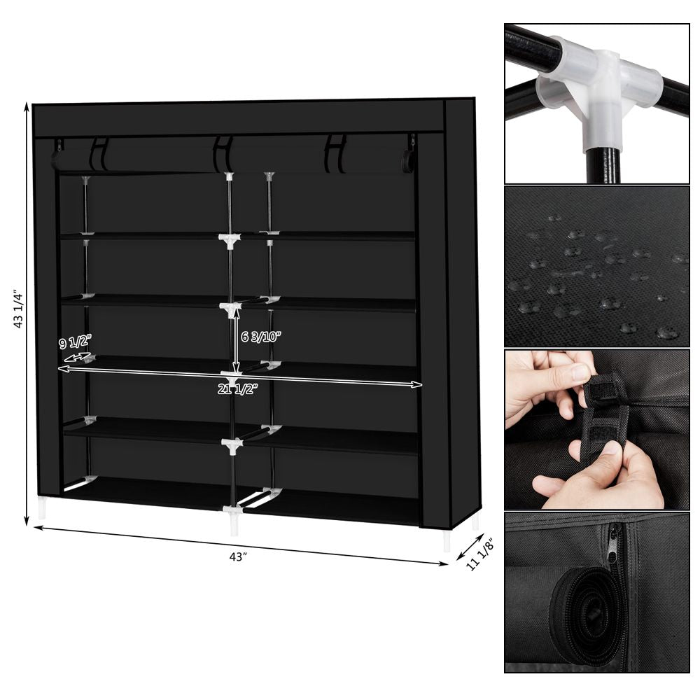 7-Tier Shoe Rack with Zippered Cover for Closet Organization