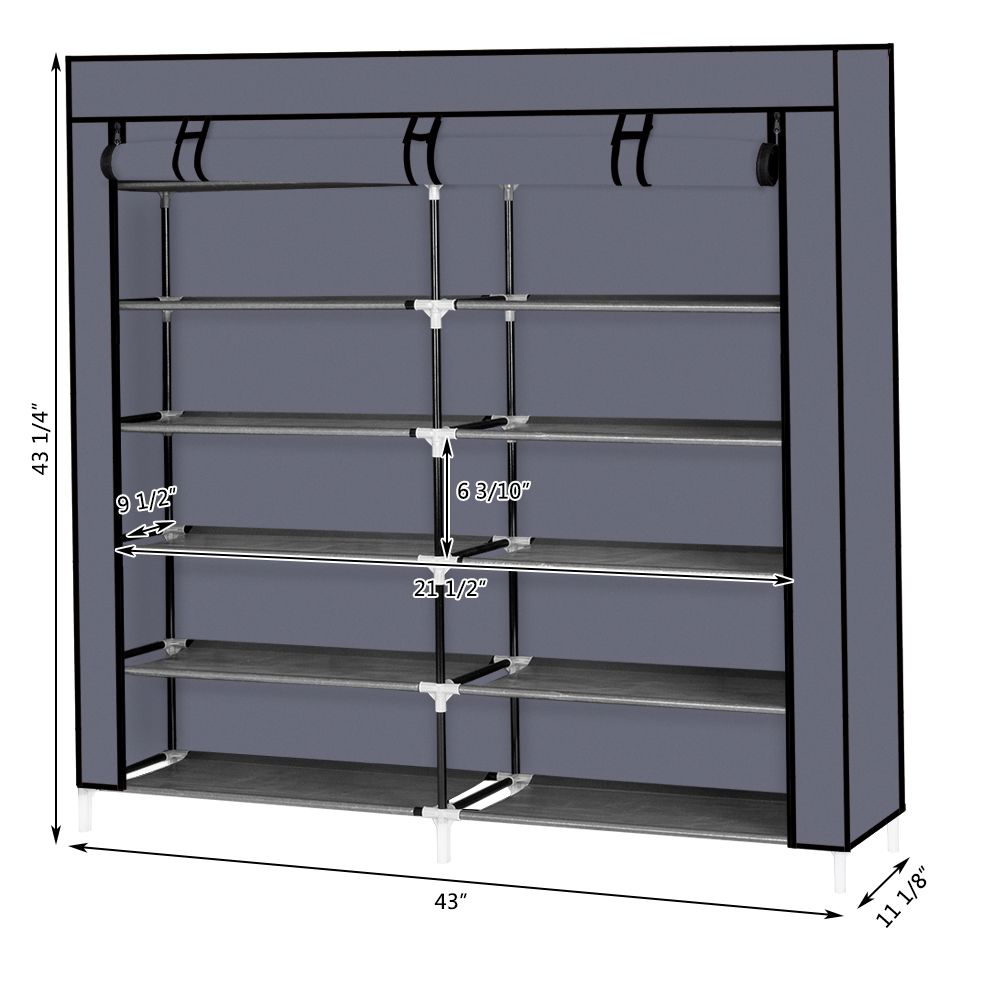 7-Tier Shoe Rack with Zippered Cover for Closet Organization