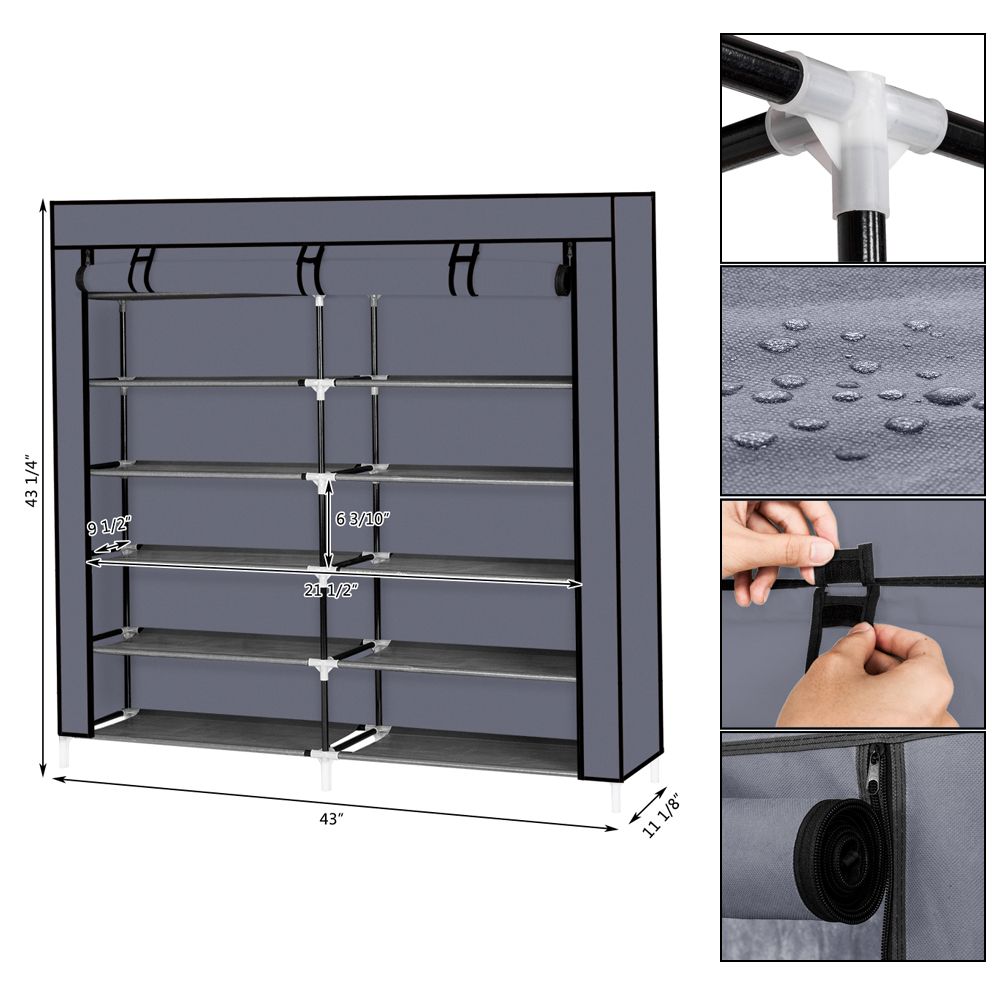 7-Tier Shoe Rack with Zippered Cover for Closet Organization