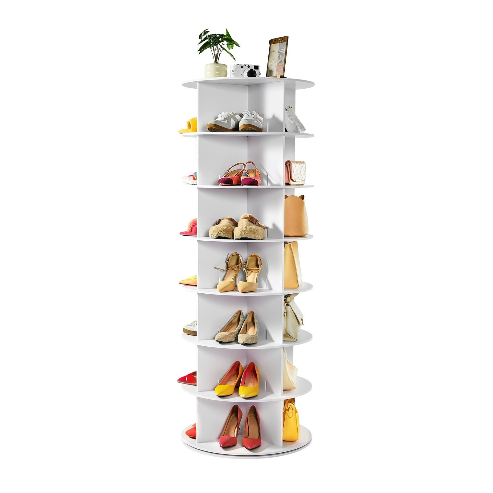 7-Tier Rotating Shoe Rack Tower with 360° Spinning Base