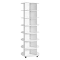 7 Tiers Rotating Shoe Rack Tower with Wheels, Movable 360° Spinning Carousel Display, Lazy