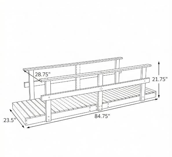 7' Wood Garden Bridge Stained Finish for Backyard Ponds Creeks Streams Outdoor Decorative Crossing