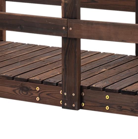 7' Wood Garden Bridge Stained Finish for Backyard Ponds Creeks Streams Outdoor Decorative Crossing