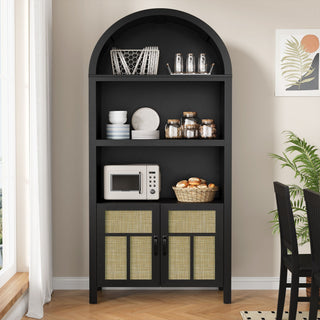 Black Boho Arched Storage Cabinet