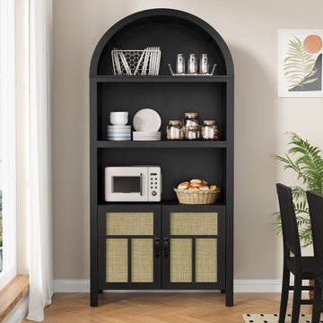 Black Boho Arched Storage Cabinet