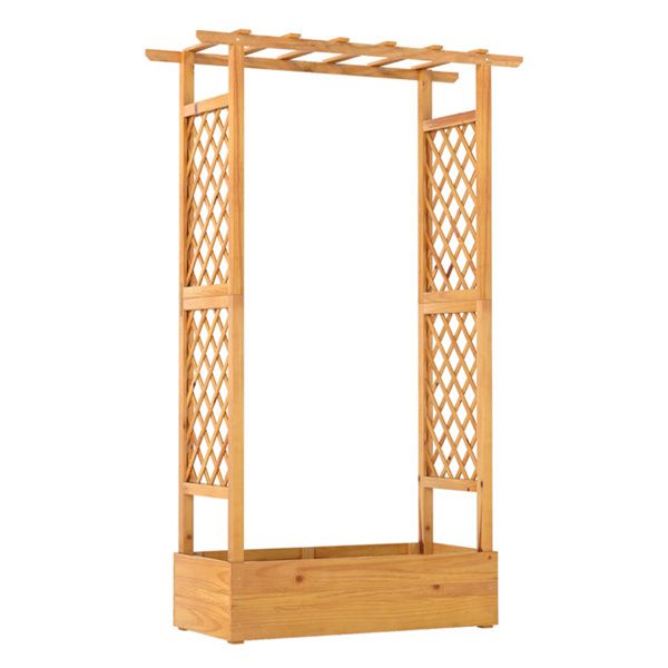 Tall Pine Wood Raised Garden Bed with Trellis & Roof – Open-Ended Base for Climbing Plants