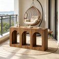 Arched Console Table with Open Display Shelves
