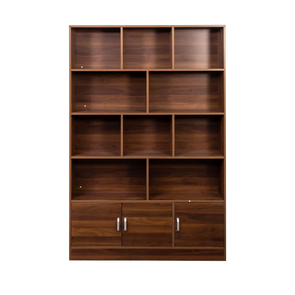 Tall Bookshelf with 10 Cubes and 2-Door Cabinet for Versatile Storage
