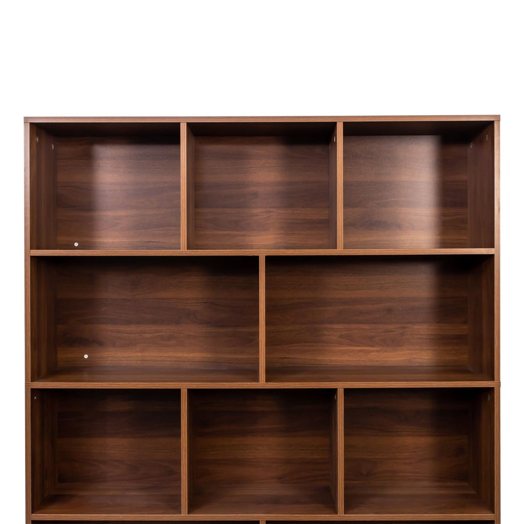 Tall Bookshelf with 10 Cubes and 2-Door Cabinet for Versatile Storage