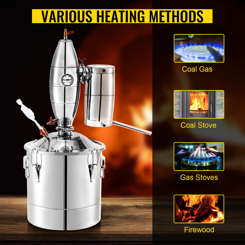 70L 18.5Gal Water Alcohol Distiller – 304 Stainless Steel Home Wine Making Kit with Thermometer